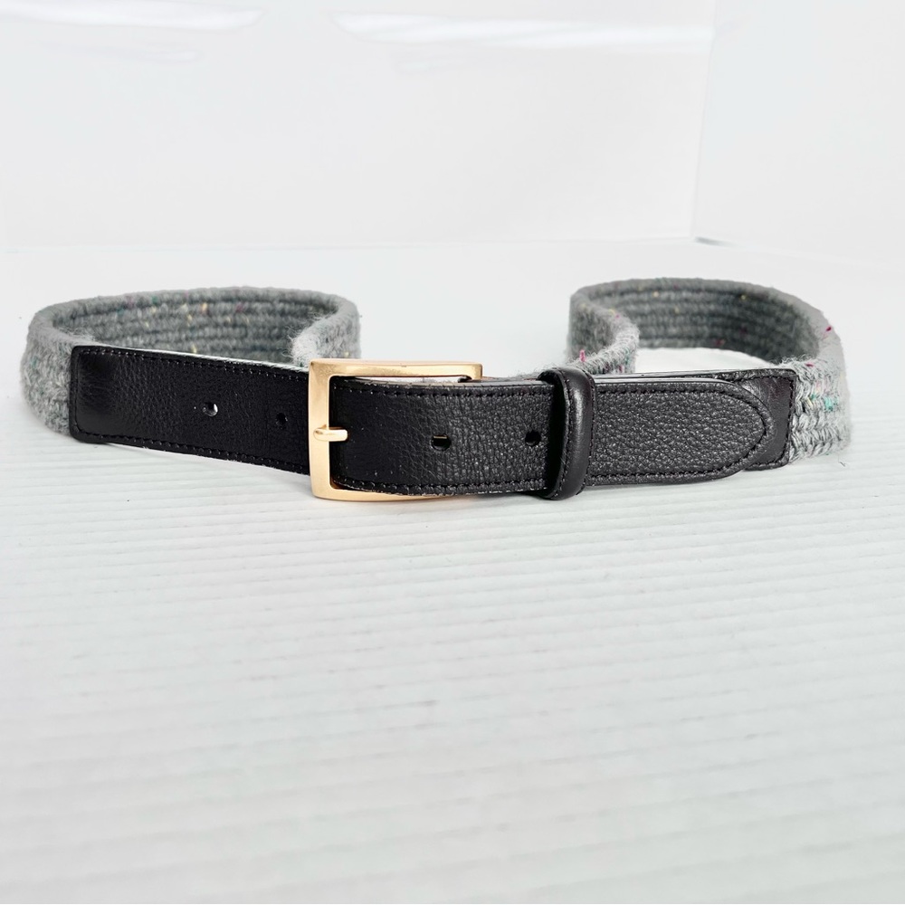 Brooks Brothers Preppy Gray Rubber & Leather Stretch Belt Size 36”